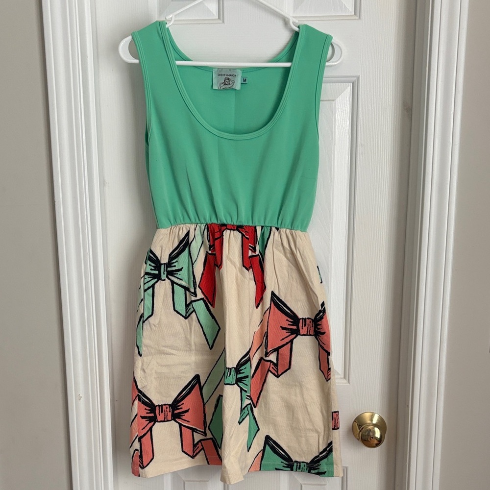 Judith March Mint and Cream Bow Dress
